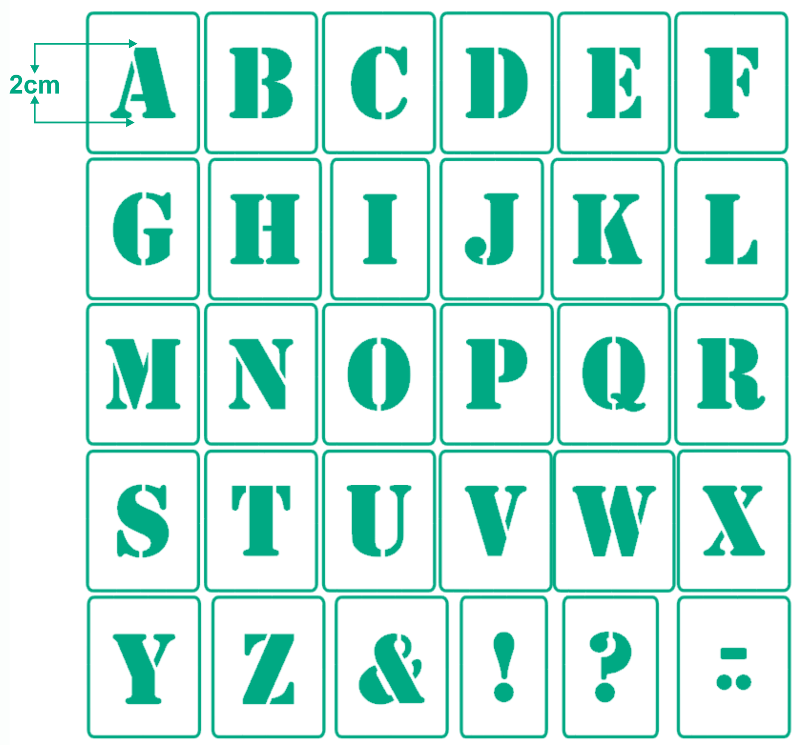 Abc Schriftschablonen 2cm Hoch Set 30 Einzelne Schablonen Buchstaben Zeichen Eur 9 95 Picclick De
