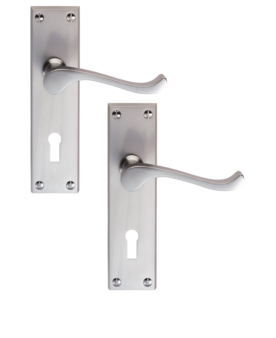 Satin Victorian Scroll Lever Lock Entrance Door Handles