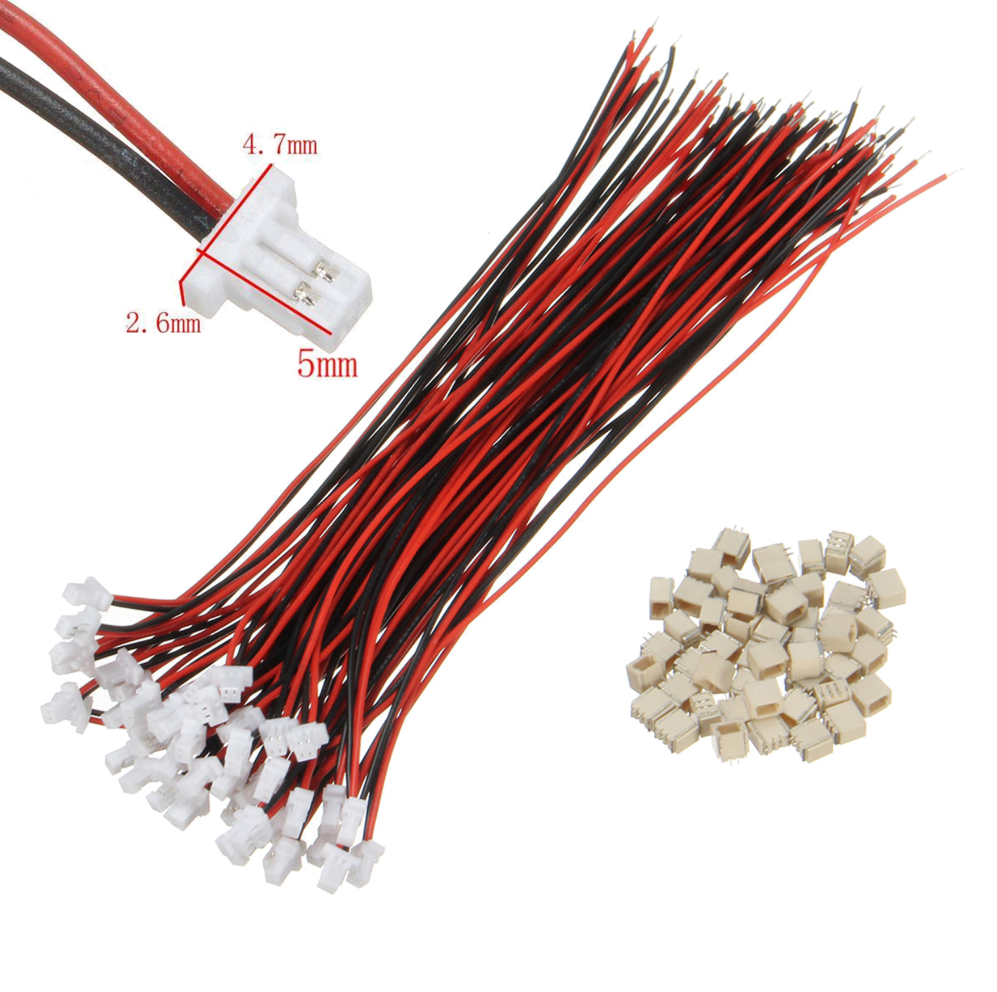 2 Stück 2Pin Mini JST XH 2.5mm 2.5 Stecker 15cm Kabel 1 Set Buchse JST-XH