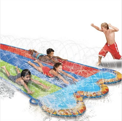 banzai inflatable slip and slide play triple water outdoor slide bounce summer fun toy