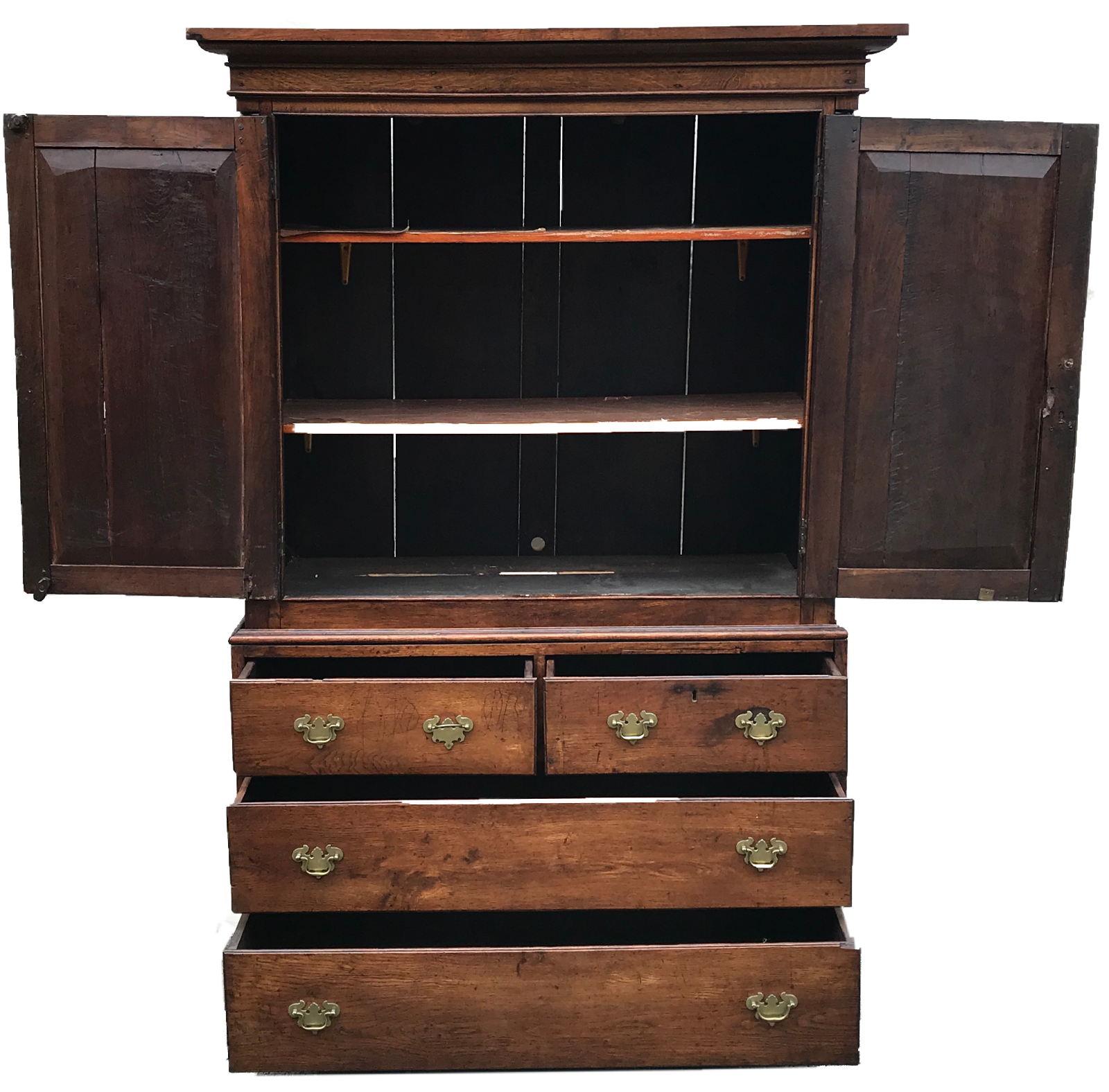 18th C English Chippendale George Iii Yew Antique Linen Press