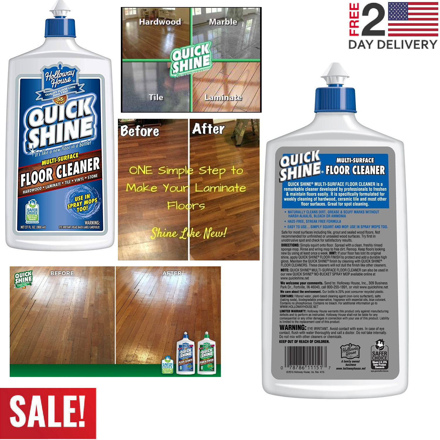 Quick Shine Multi Surface Floor Cleaner 27oz Hardwood Laminate