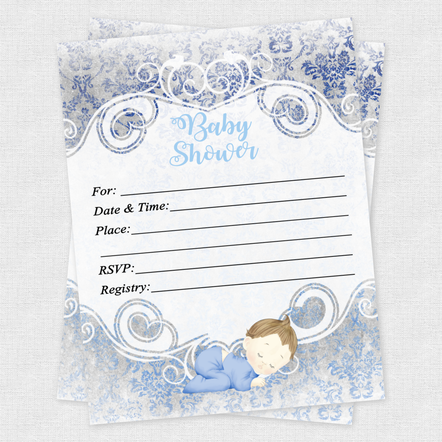 20 Baby Shower Invitations Boy Cards Invites Decorations Envelopes 20 Baby Shower Invitations Boy Cards Invites Decorations Envelopes