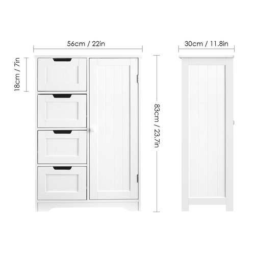 Homfa Bathroom Floor Cabinet Wooden Side Storage Organizer Cabinet With 4 And 1 119 35 Picclick