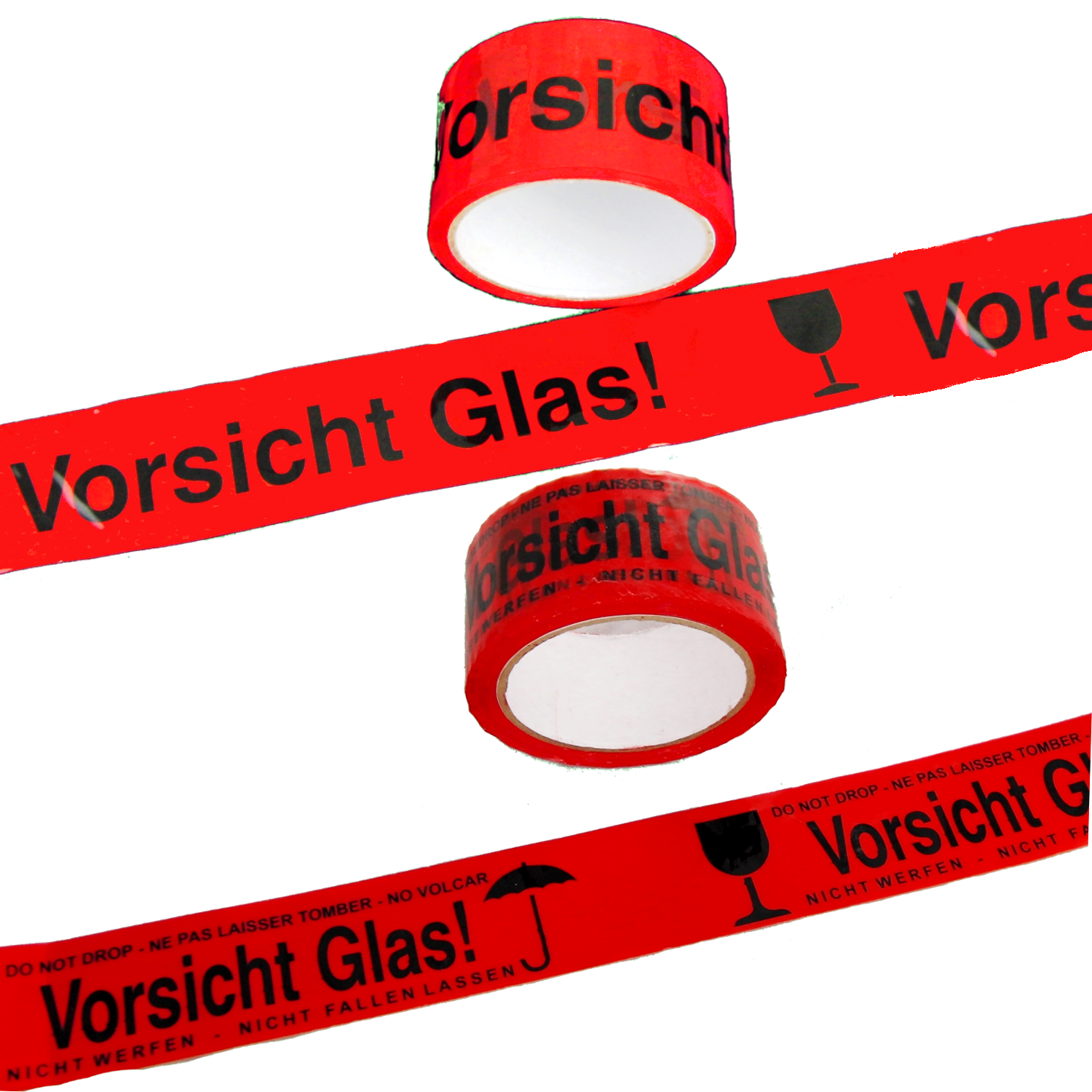 Klebeband Warnklebeband Paketband Packband Warnband „Vorsicht Glas“ 50mm x 66m 