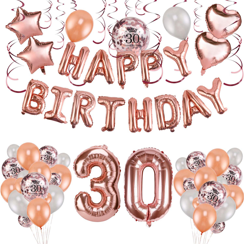 Howaf 30 Ans Anniversaire Decorations Femme Anniversaire Ballon Or Rose Kit Gu Eur 22 99 Picclick Fr