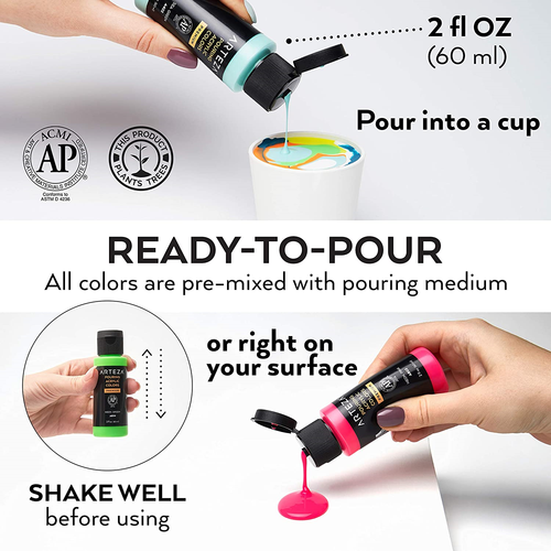 Download ARTEZA ACRYLIC POURING Paint kit, 2oz Bottles, 32 Assorted Colors, High Flow No - EUR 82,01 ...
