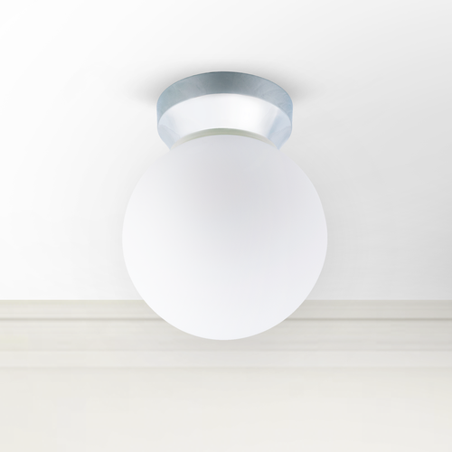 Modern Polished Chrome Opal Glass Ip44 Bathroom Flush Ceiling