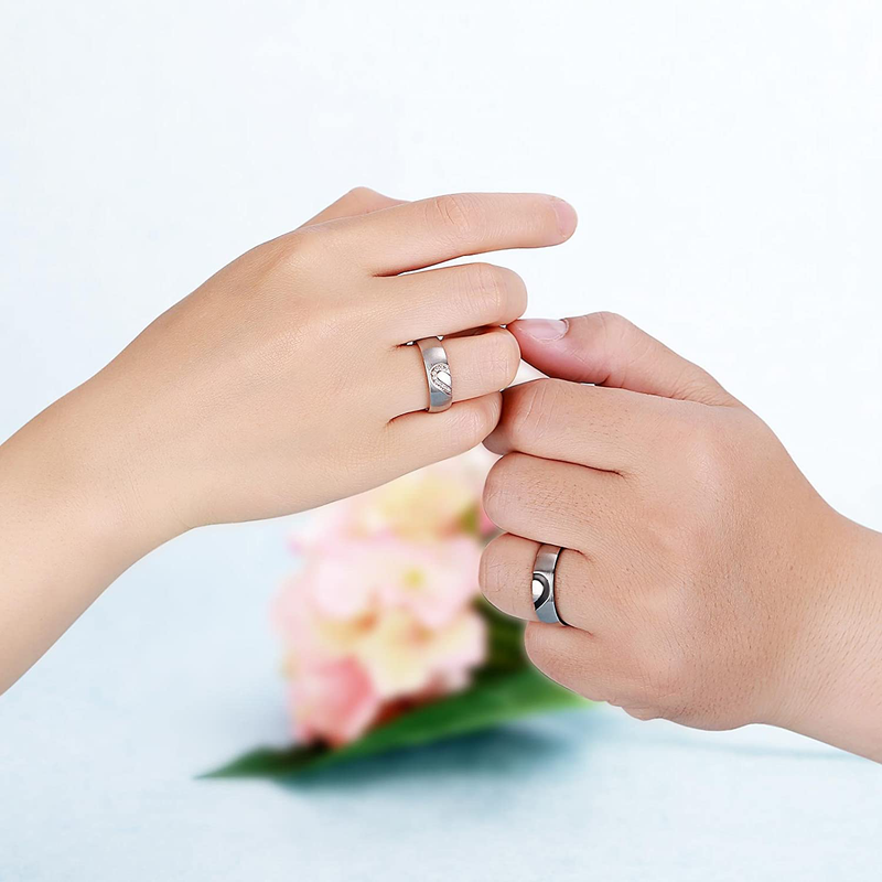 ANAZOZ Alliance Femme Homme I Love You Cœur Amour Éternel Romantique Bague Mariage Fiançailles Acier Inoxydable Fantaisie Anneau Supérieur Couple Noir /& Or Rose