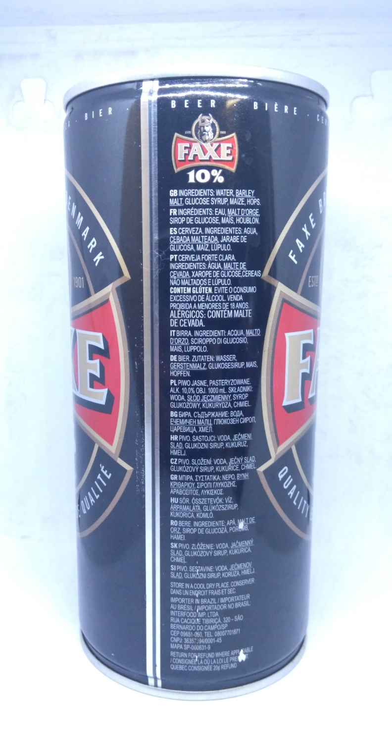 Empty Faxe 10 Strong Beer Can 1000 Ml 33 8 Fl Oz Bottom Opened Denmark 8 08 Picclick