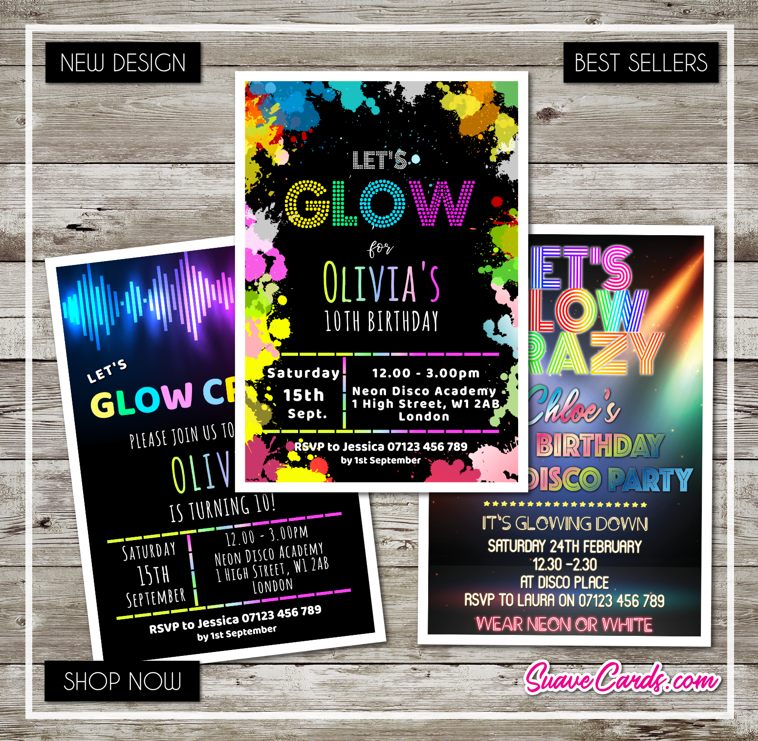 Mobel Wohnen 1 100 Pack Neon Party Invitations Birthday Invites Glow In The Dark Night Karten Einladungen Avacapitalgroup Com