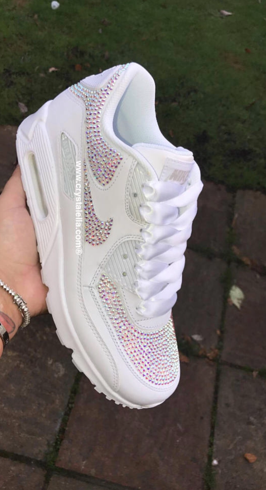 KRISTALL NIKE AIR Max 90's Weiß Voll Kristallisiert KRISTALL NIKE AIR Max 90's Weiß Voll Kristallisiert