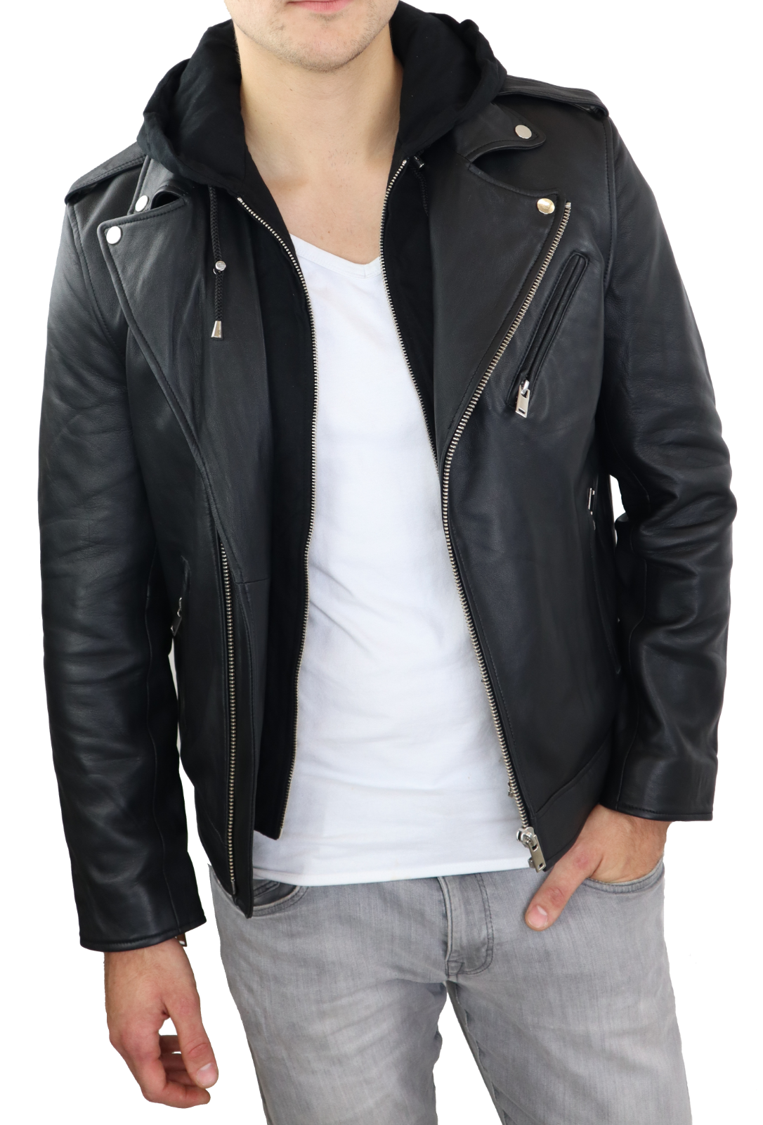 Camden Ricano Herren Echt Lederjacke Kapuze Jacke Nappa Glatt Leder Neu Eur 249 00 Picclick De