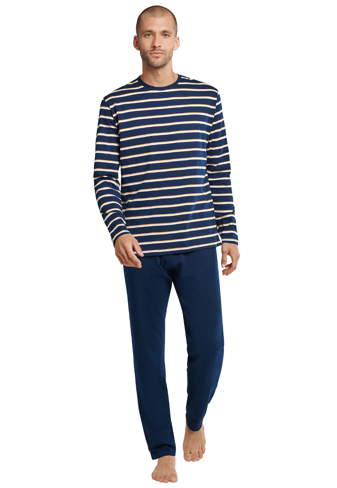 Schiesser Herren Schlafanzug Pyjama blau Interlock Gr.48-58 NEU