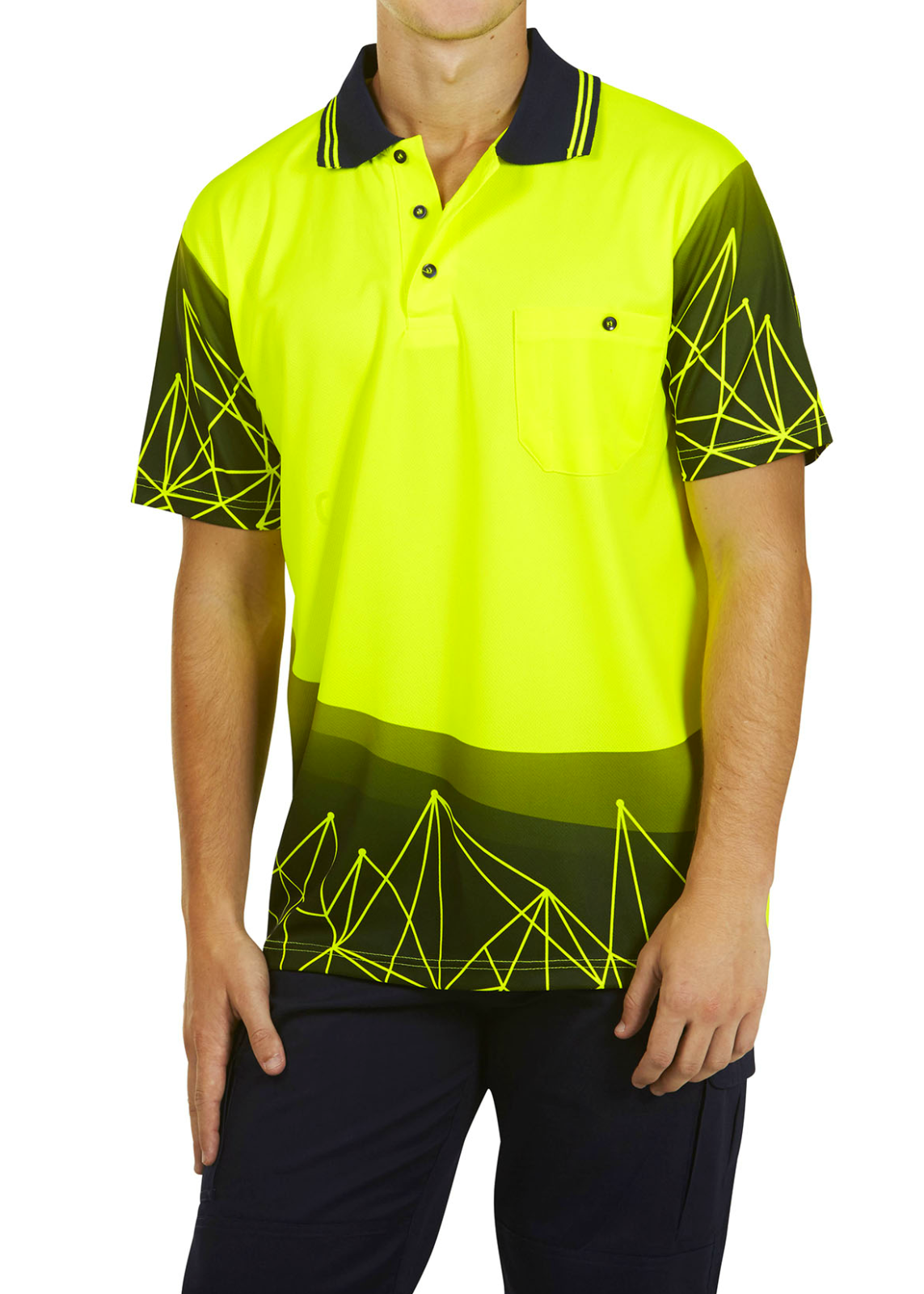 NEW HI VIS Polo Shirt Sublimation Cooldry Breathable Tradies Safety