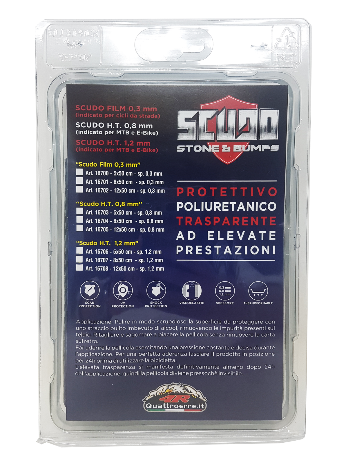 Spessore 0,8 mm 12 x 50 cm Pellicola Adesiva Scudo per Protezione Telaio Bici
