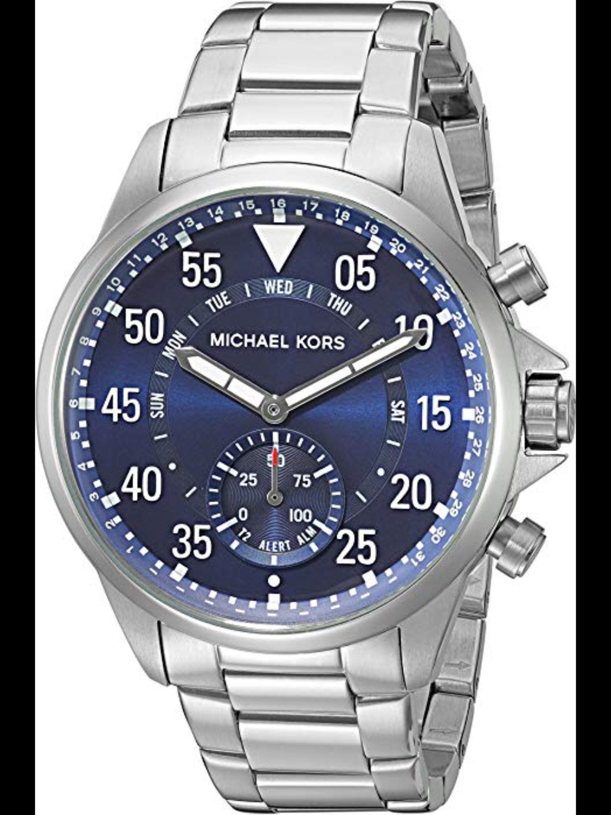 michael kors men's silvertone leather strap gage hybrid smart watch