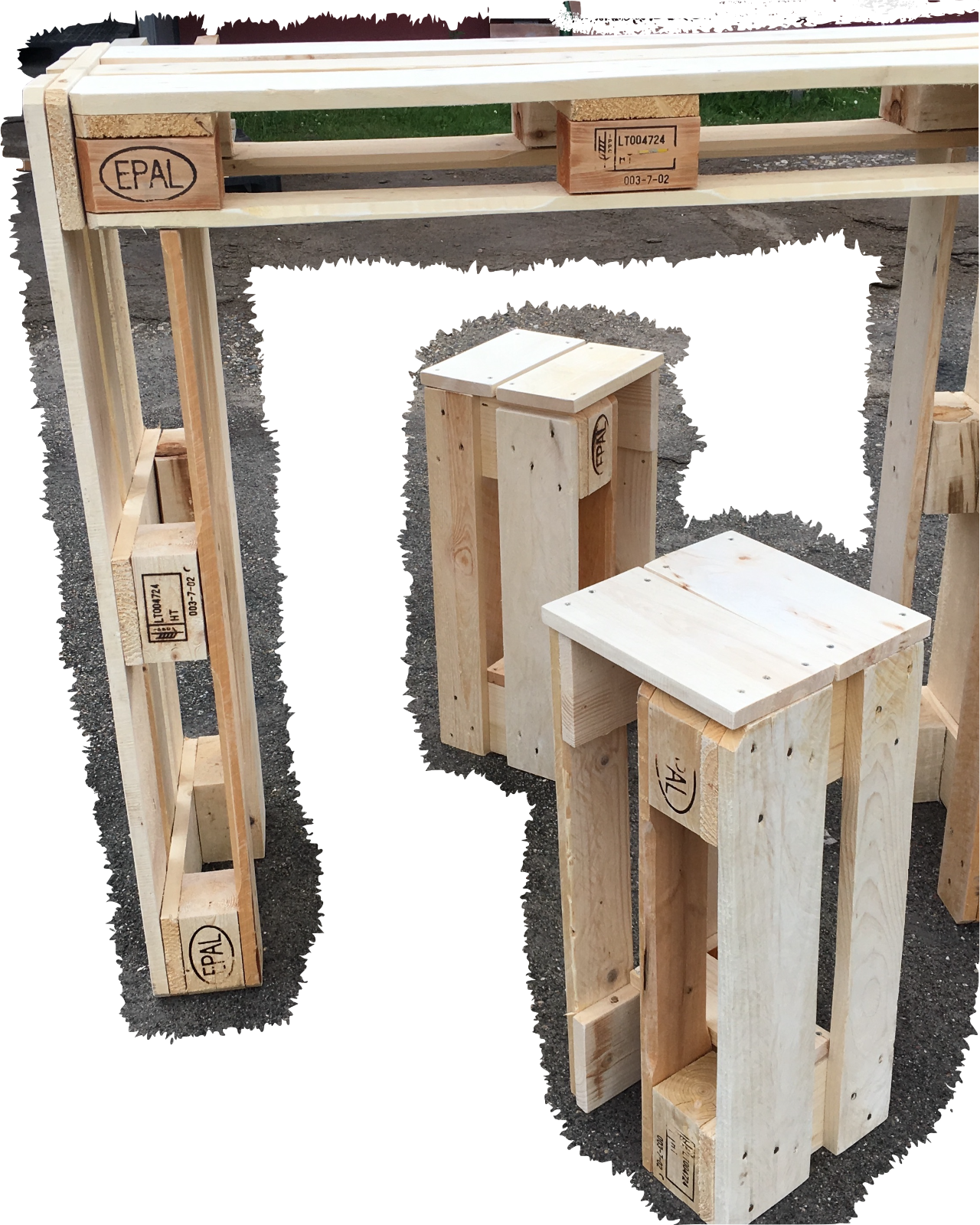 Palettenmobel Sitzgarnitur Aus Europaletten Tisch 2 Hocker Eur 135 00 Picclick De