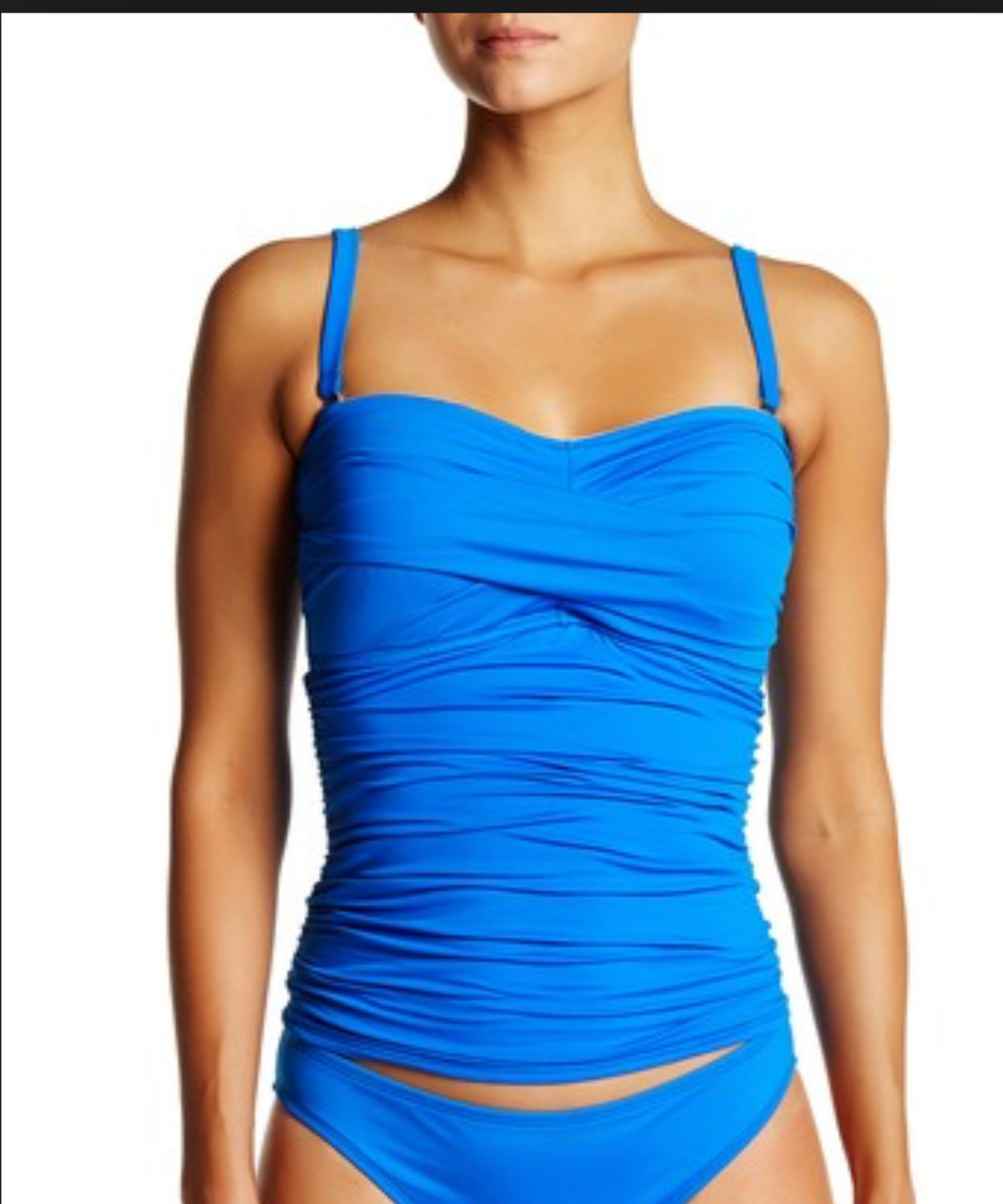 NWT LA BLANCA WOMEN/'S BORA BORA BANDEAU FLORAL UNDERWIRE TANKINI TOP SIZE 34D