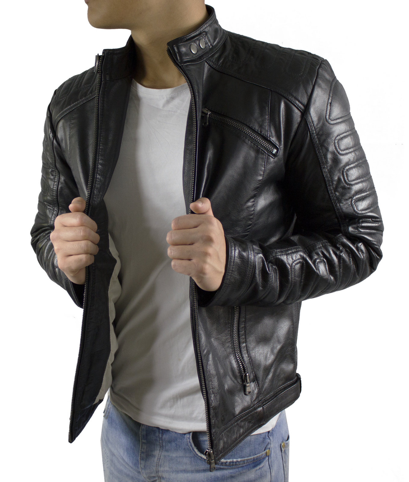 Rey Ricano Herren Echt Lederjacke Jacke Biker Buffel Glatt Leder Eur 159 00 Picclick De