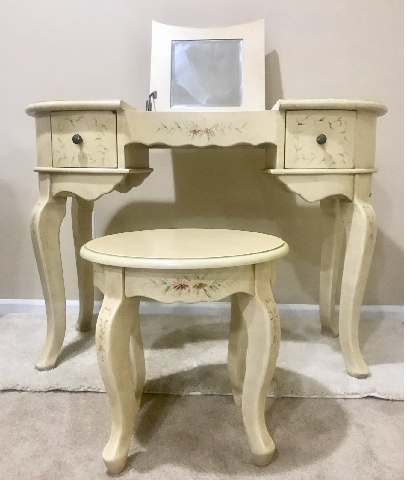 Shabby Chic Vanity Makeup Dressing Table Wood Antique Vintage W Stool Desk 57500 Picclick
