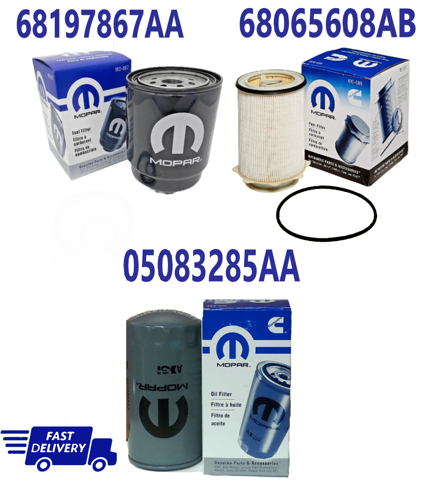 Mopar Diesel Fuel /& Oil Filter 68065608AB 05083285AA For Ram 2500 3500 4500 5500