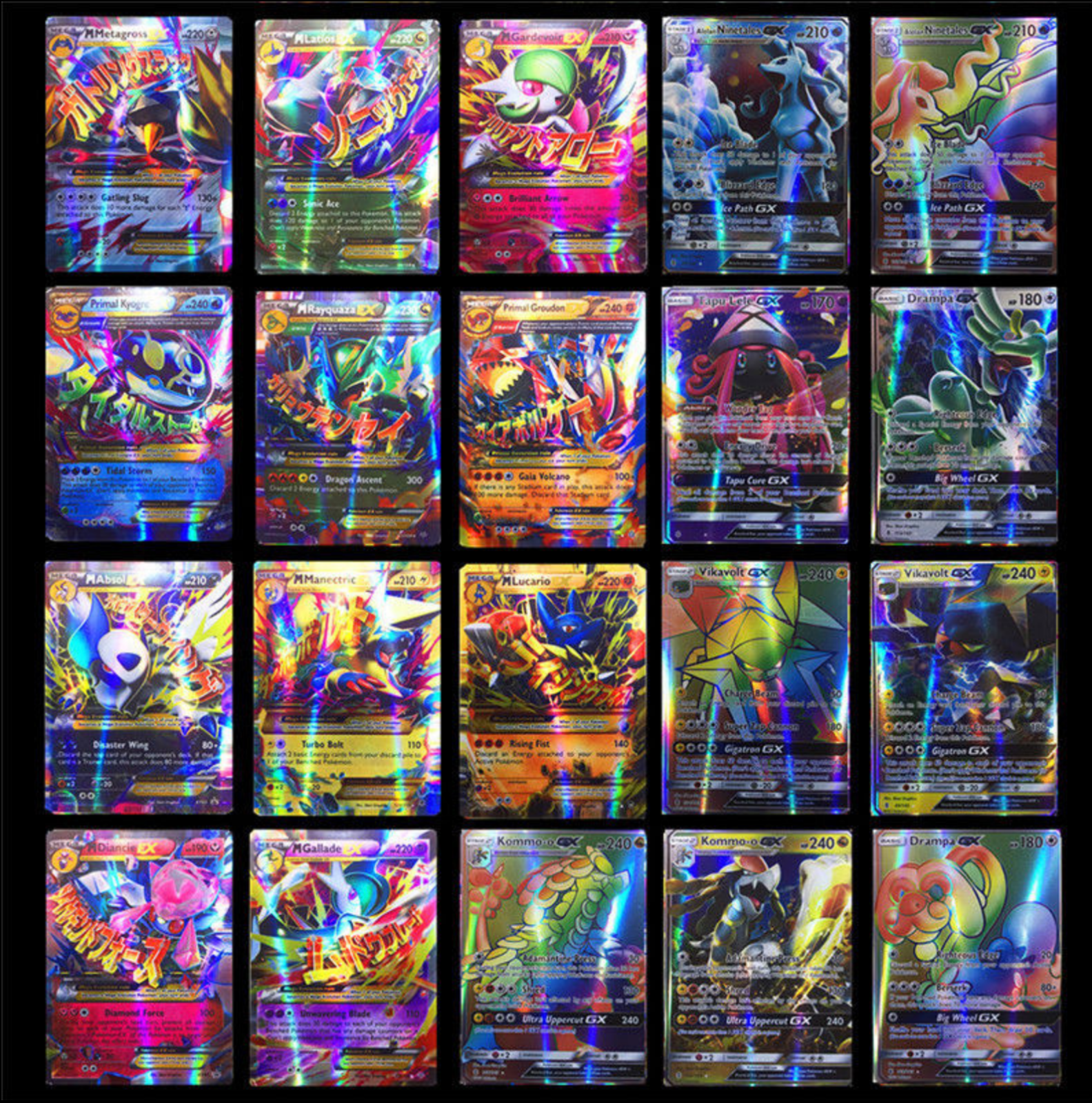 100 pcs flash pokemon cards tcg all gx holo trading cards