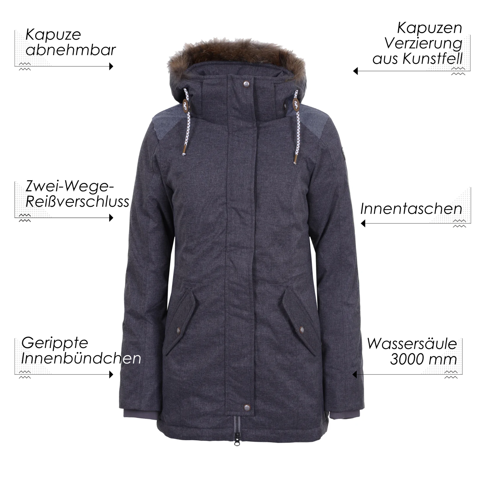 Icepeak Damen Parka Alsey Damen Mantel Gefuttert Mit Kunst Fellkargen Eur 95 Picclick De
