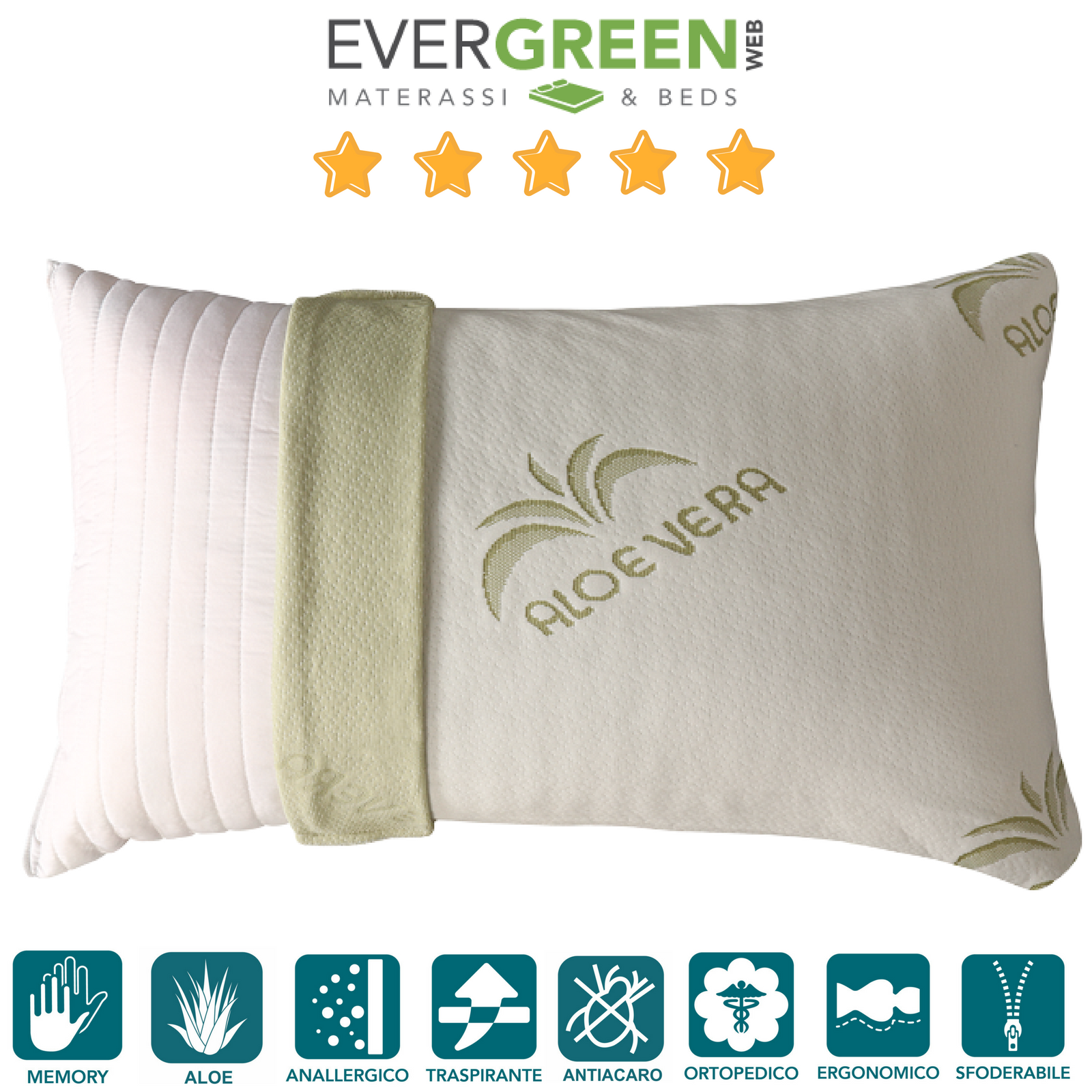Cuscino Guanciale Memory Foam Saponetta 3D per Cervicale Anallergico h 12 cm