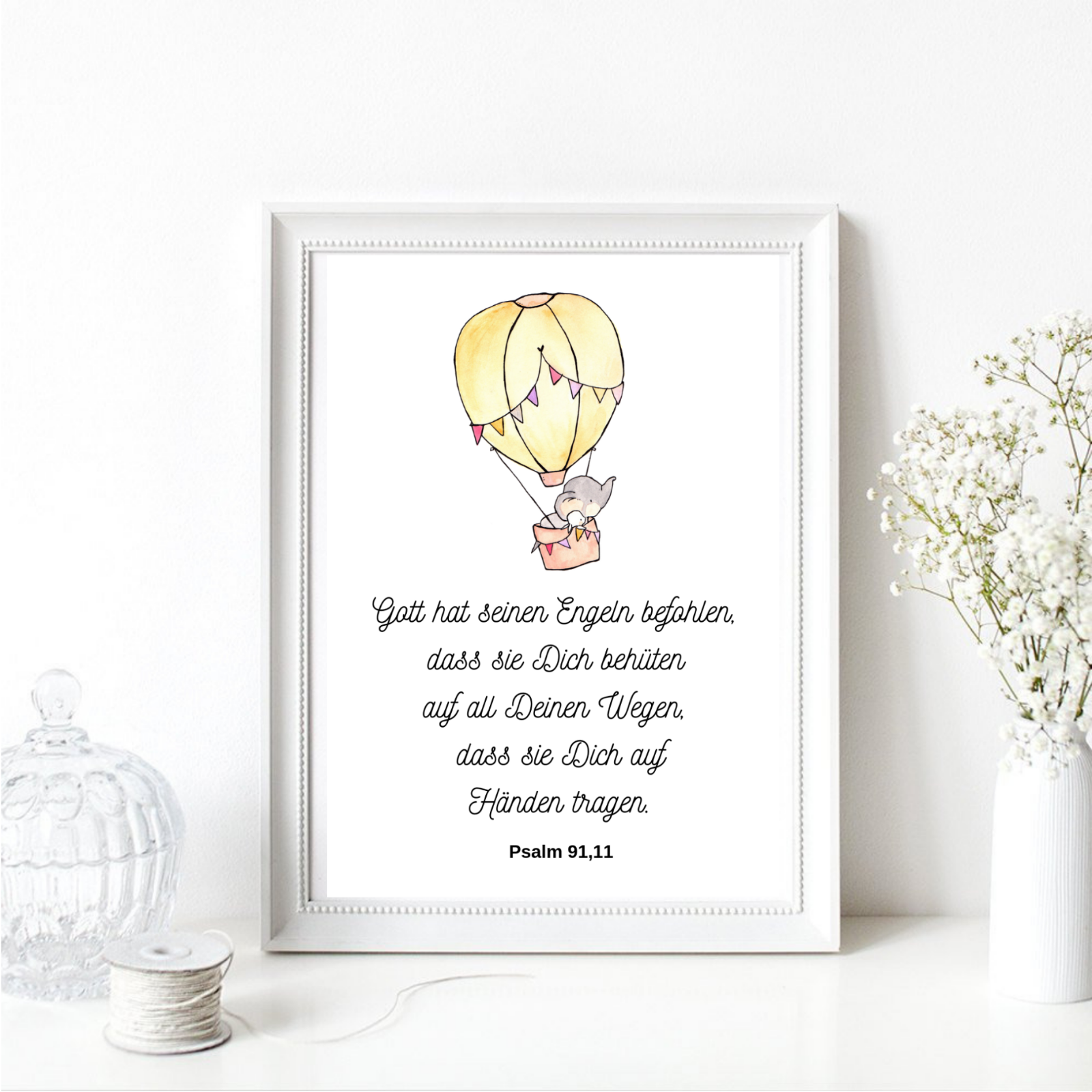 Druck Kunstdruck A4 Bibel Psalm Engel Spruch Taufe Geburt