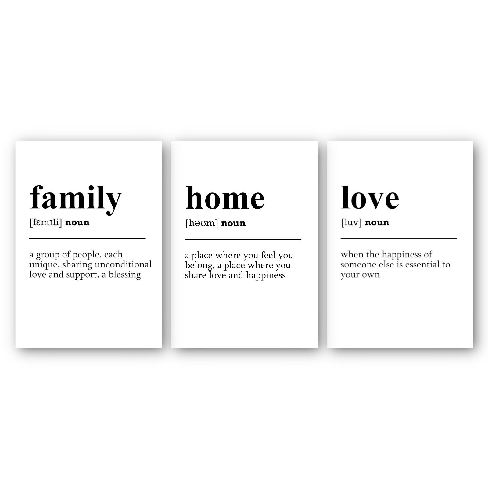 3er Set Familie Zuhause Liebe Definition Bild Poster Kunstdruck Spruch Deko Eur 12 95 Picclick De