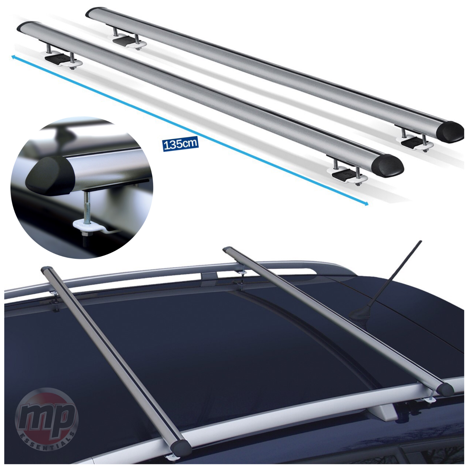 MPE 135cm Aluminium Roof Rack Rails Cross Bars to fit Citroen C-Crosser 07-12 