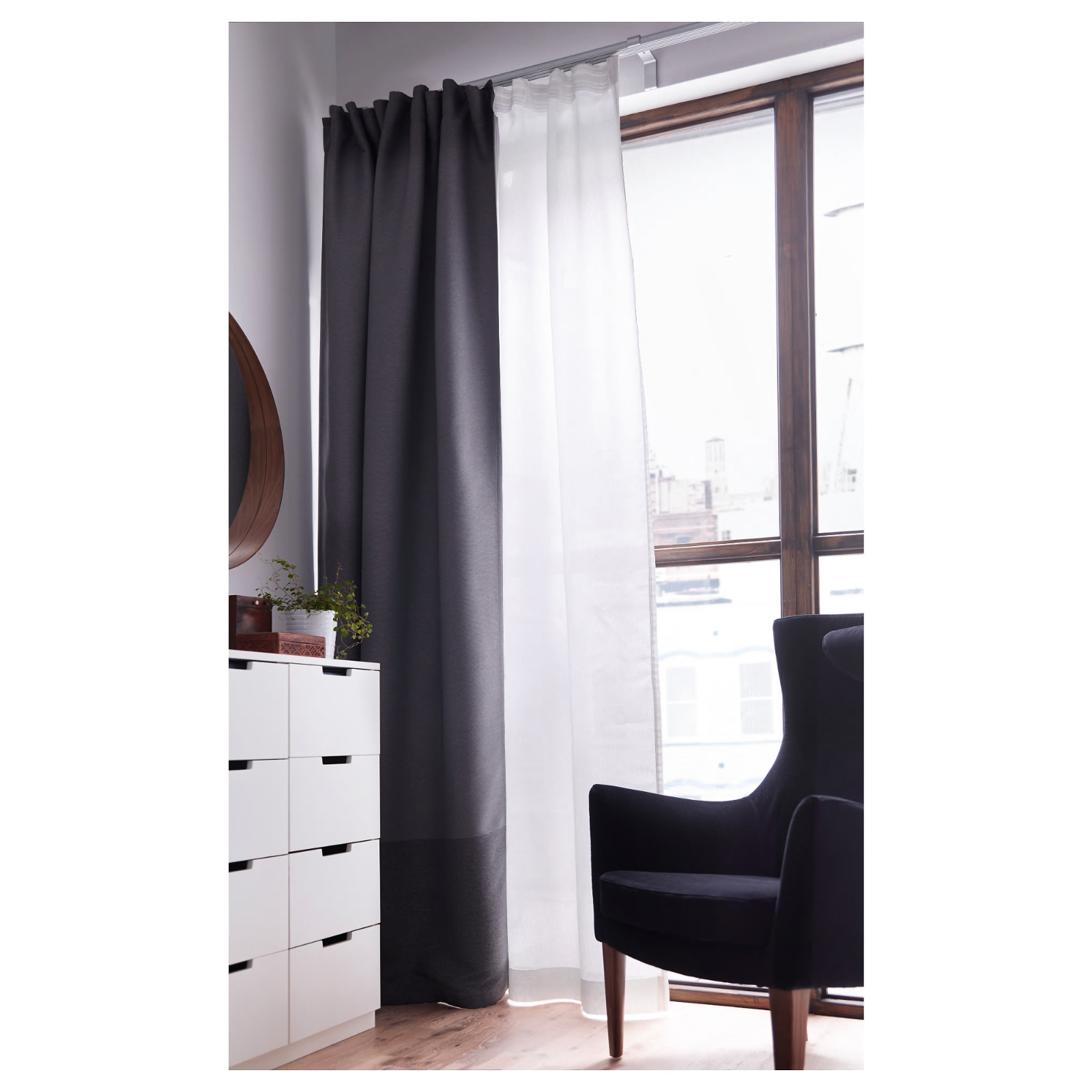 Ikea Marjun Blackout Curtains 2 Panels 1 Pair Gray 57 X 98
