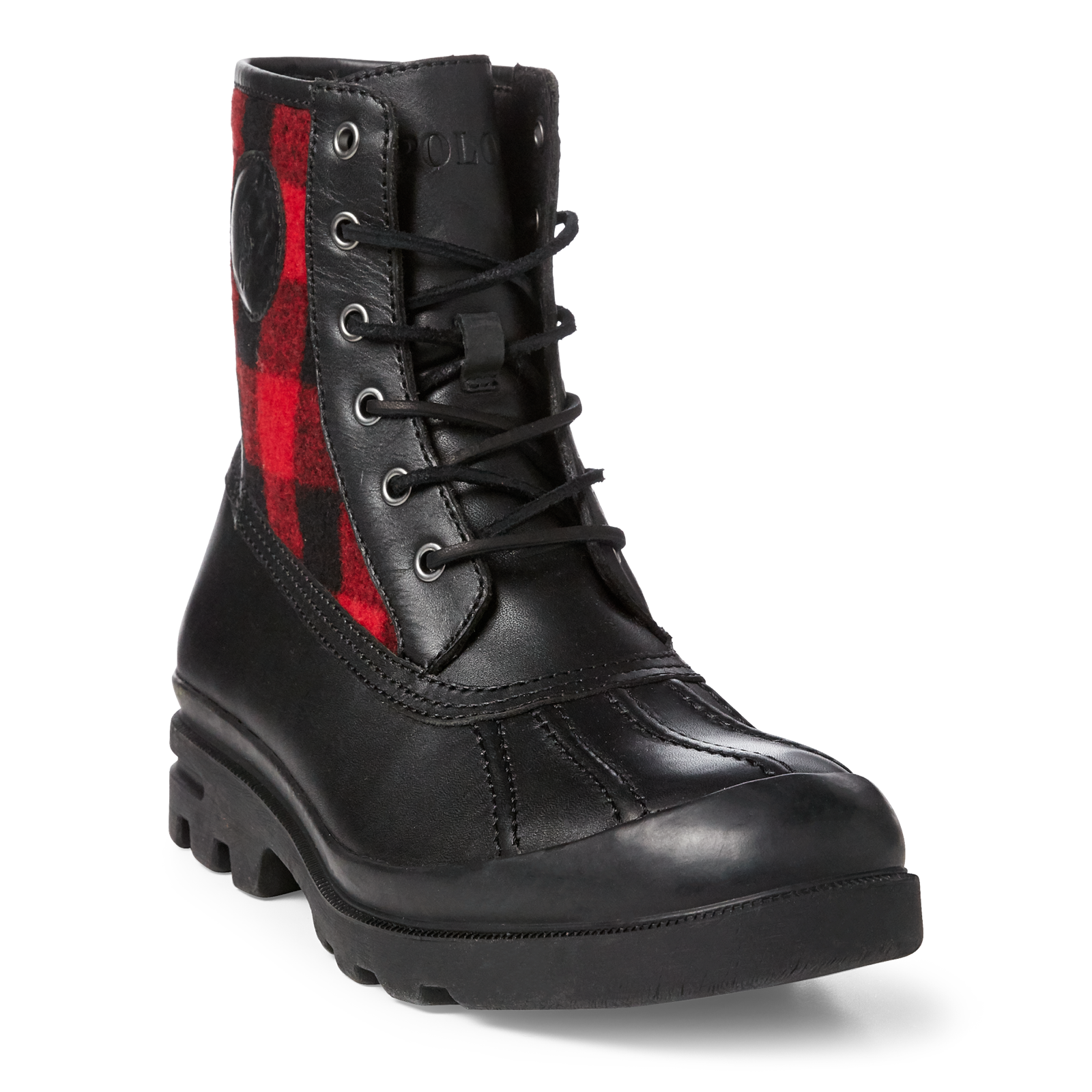 black and red polo boots