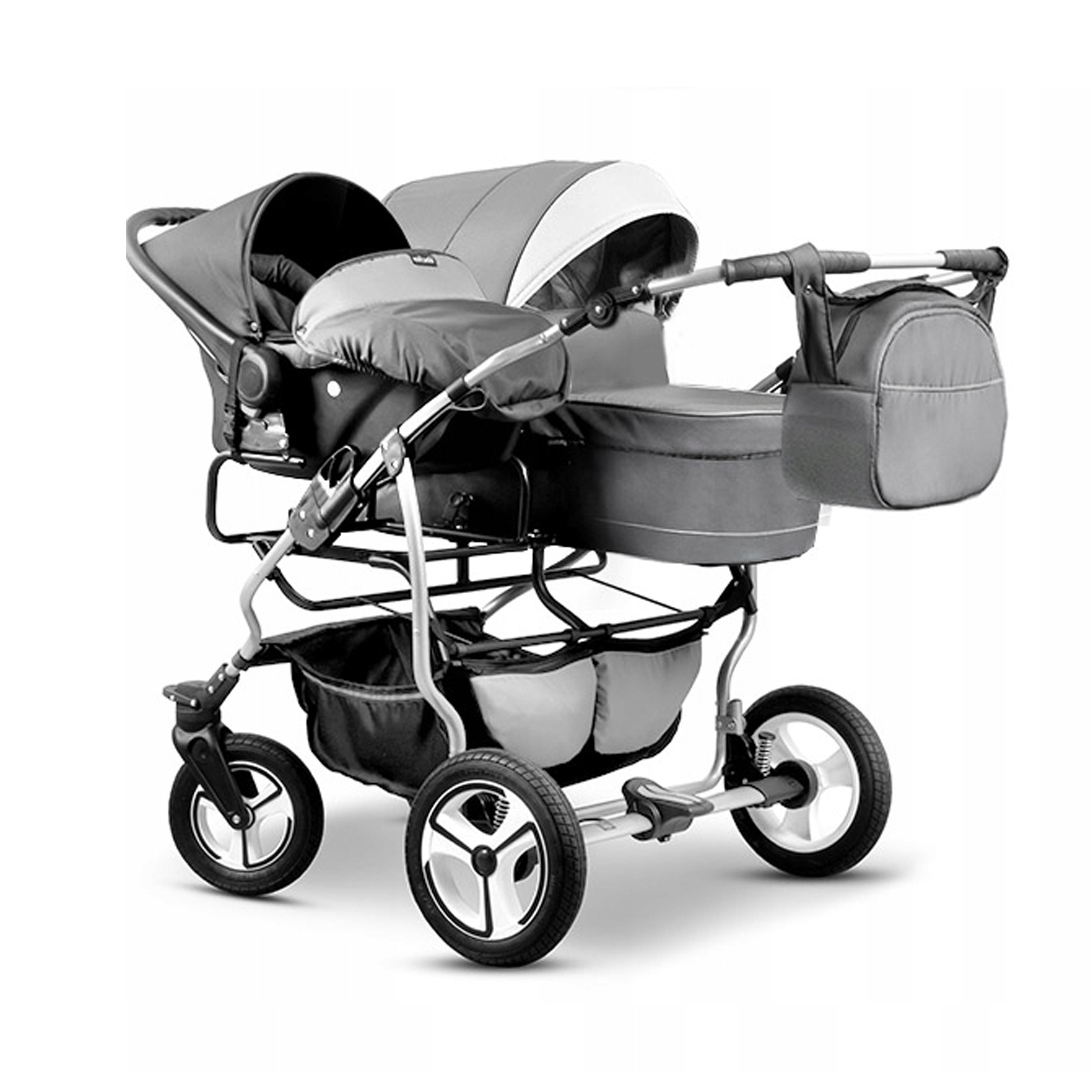 Baby Twin Pram 3 In 1 Pushchair Double Toddler Buggy Twins Car Seats Optional Eur 415 33 Picclick De