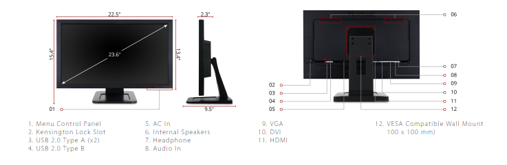 Computers Tablets Networking Monitors Refurbished C Grade Viewsonic Va2419 Smh R 24 Frameless Led Monitor Dr Hetsroni Com