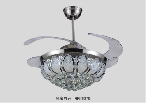 Remote Control Folding Ceiling Fan Lamp Led Crystal