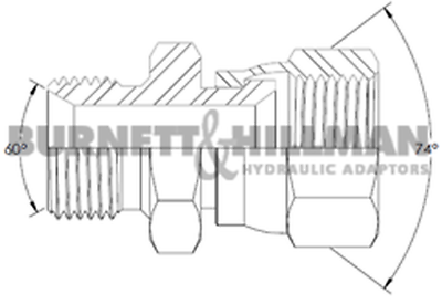 Burnett & Hillman Hydraulic BSP 3/8" Male x JIC 1-1/16" Male Adaptor01114 