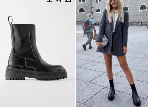 Zara Black Flat Leather Boots With Track Soles All Sizes Ref