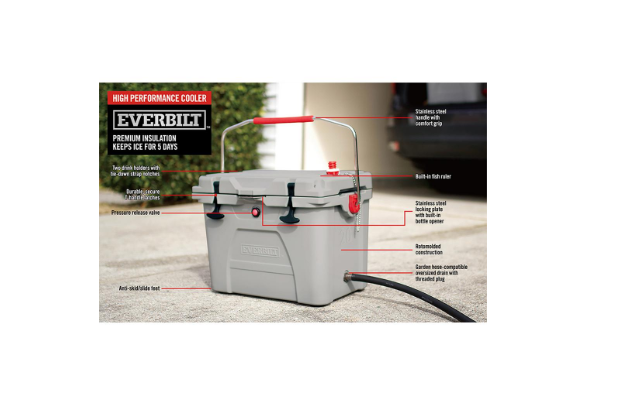 Everbilt 20 QT High-Performance Refroidisseur avec Verrouillable couvercle en gris