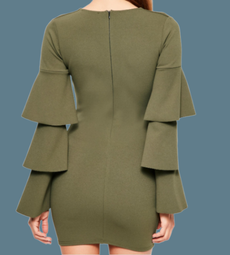 Missguided Khaki Crepe Plunge Frill Sleeve Bodycon Dress Size Uk 8 Dh001 Ll 07 Eur 23 22 Picclick It