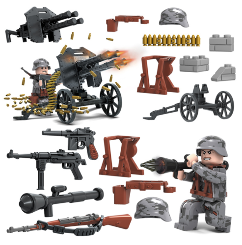 6pcs//set Militär Soldaten mit Waffen Bausteine Bricks WW2 Mini Armee Figuren DE