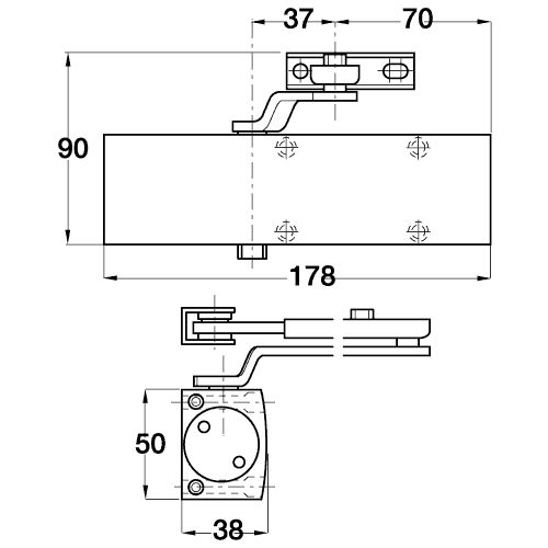 2 x Geze Overhead Door Closers TS1500 Silver 102012