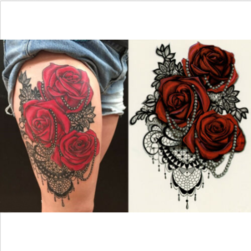 Autocollant De Tatouage Temporaire Dentelle De Perles 3d