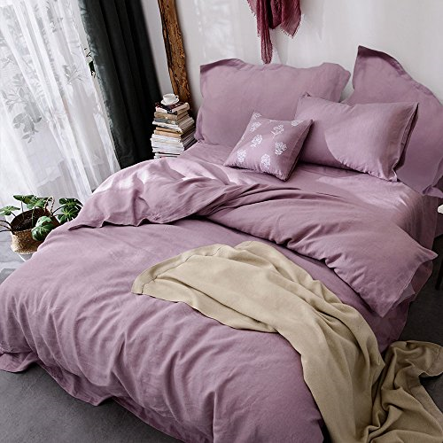 Merryfeel 100 Linen Vintage Washed Duvet Cover Set King Mauve