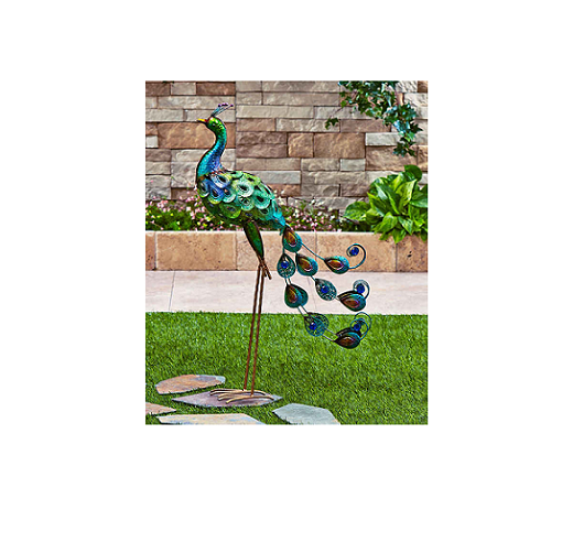 Outdoor Garden Decor Art Metal Statue Bird Yard Lawn Metallic