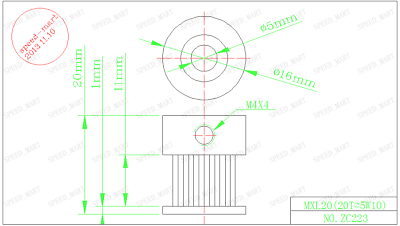 2 x MXL Type Timing Pulley 100 Teeth 8mm Bore for Stepper Motor 2m MXL Belt