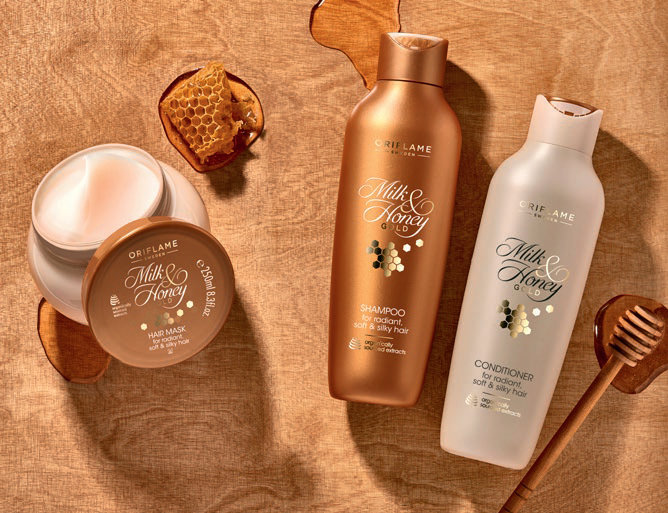ORIFLAME MILK & HONEY GOLD HAIR MASK SHAMPOO CONDITIONER radiant soft silky  hair - £4.95 | PicClick UK