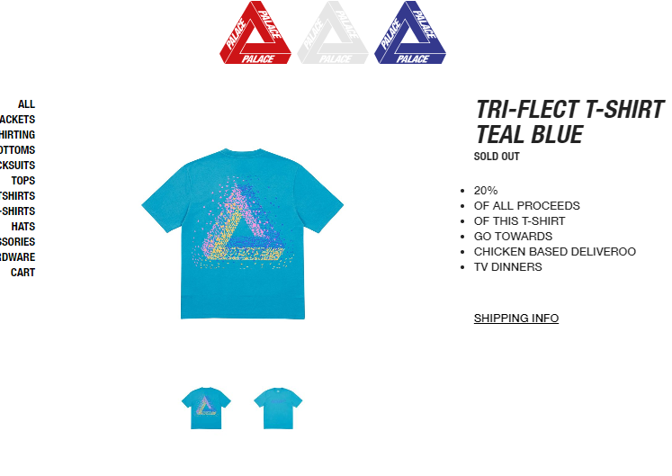 Palace Skateboards Tri Flect Tri Ferg F W 17 Teal Blue Xl Maximum T Shirt New 99 99 Picclick