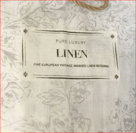 Pure Luxury Linen Vintage 100 Flax White Floral 3pc Queen Duvet
